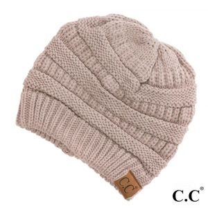 C.C Classic Cable Knit Beanie in New Beige - NWT
